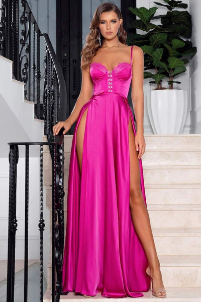 PINK TINT SATIN EVENING DRESS-danddclothing-Classic Elegant Gowns,Evening Dresses,Long