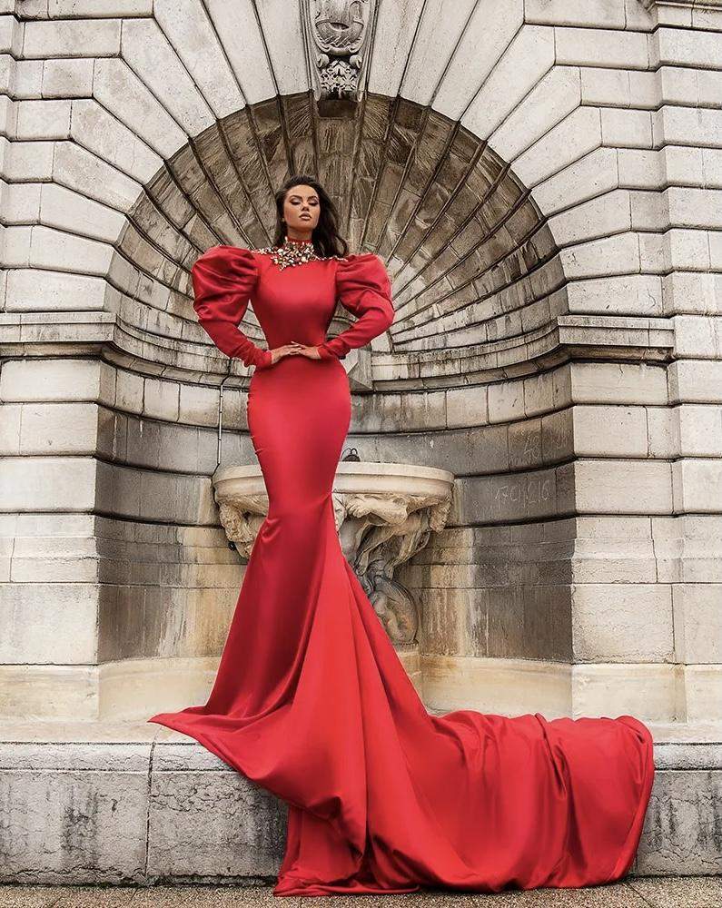 Luxe Evening Dress Red-danddclothing-Classic Elegant Gowns,Evening Dresses,Long