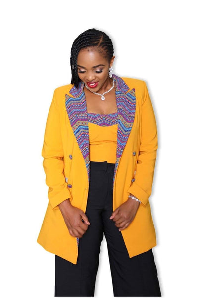 African Office Suit Yellow-danddclothing-AFRICAN WEAR FOR WOMEN,Ladies Suits,Yellow