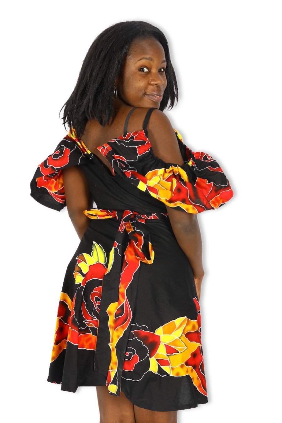 blue dress for baby girl Kiki Ankara short sleeves round neck Flair dress. – AFRICAN FASHION COLLABO main image 1