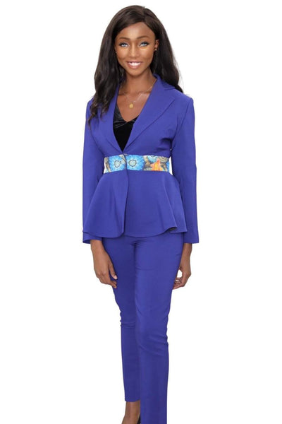 African Blue Suit Elegant-danddclothing-AFRICAN WEAR FOR WOMEN,Blue,Ladies Suits