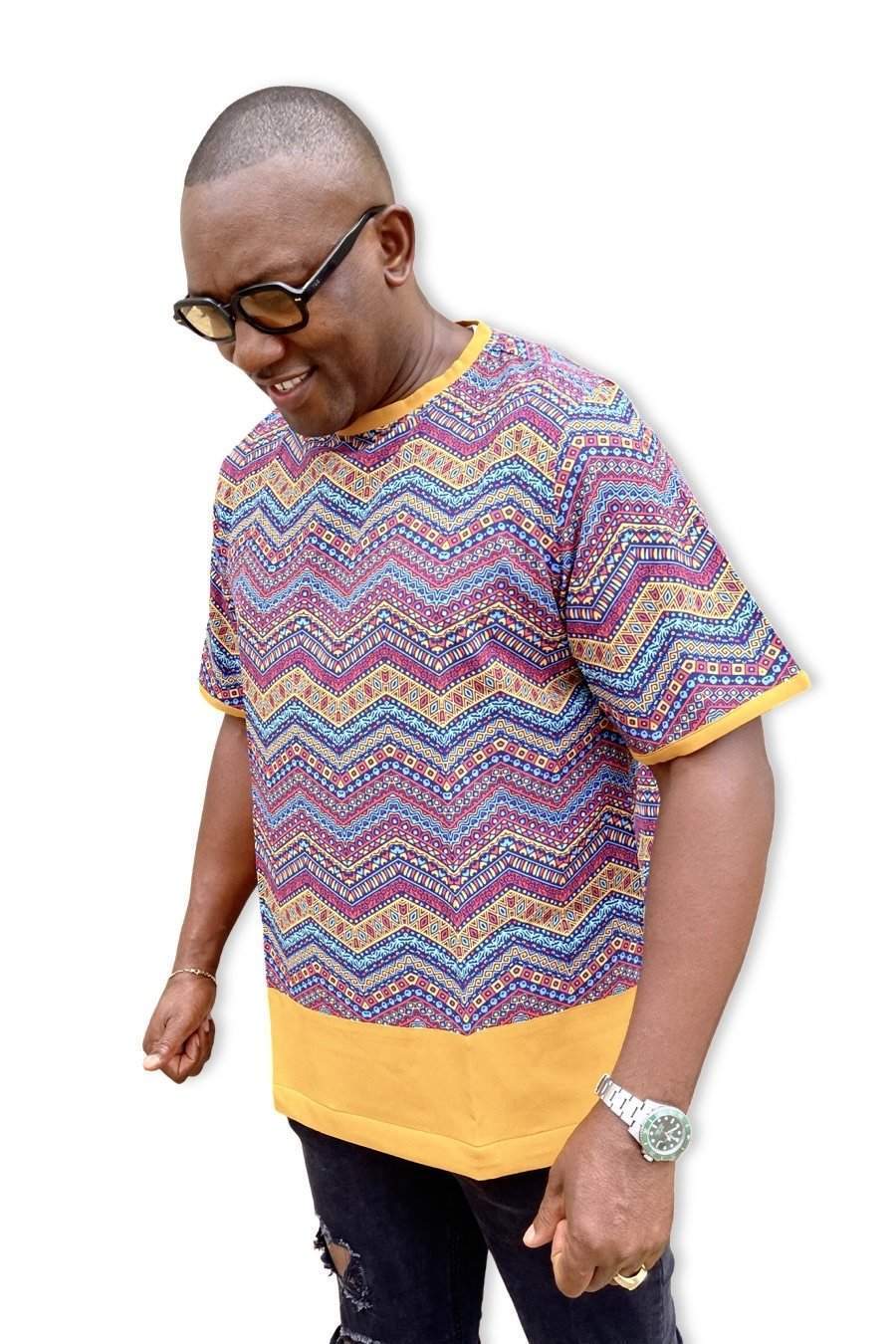 African Ankara T-shirt for Men-danddclothing-African Wear for Men,FEATURED,Men T-shirts,Pink