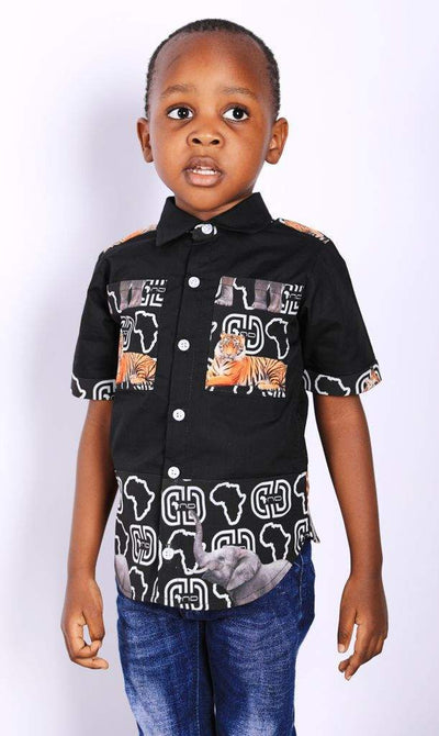 Boy’s African Shirt Short Sleeves-danddclothing-Kids