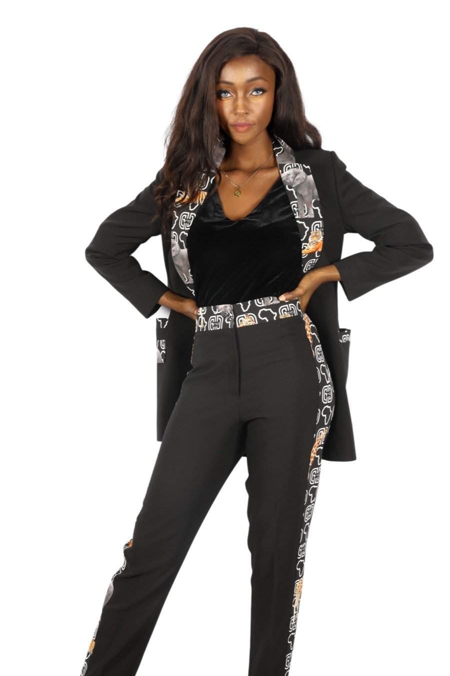 Black Office Suit Classic Collection-danddclothing-AFRICAN WEAR FOR WOMEN,Black,Ladies Suits