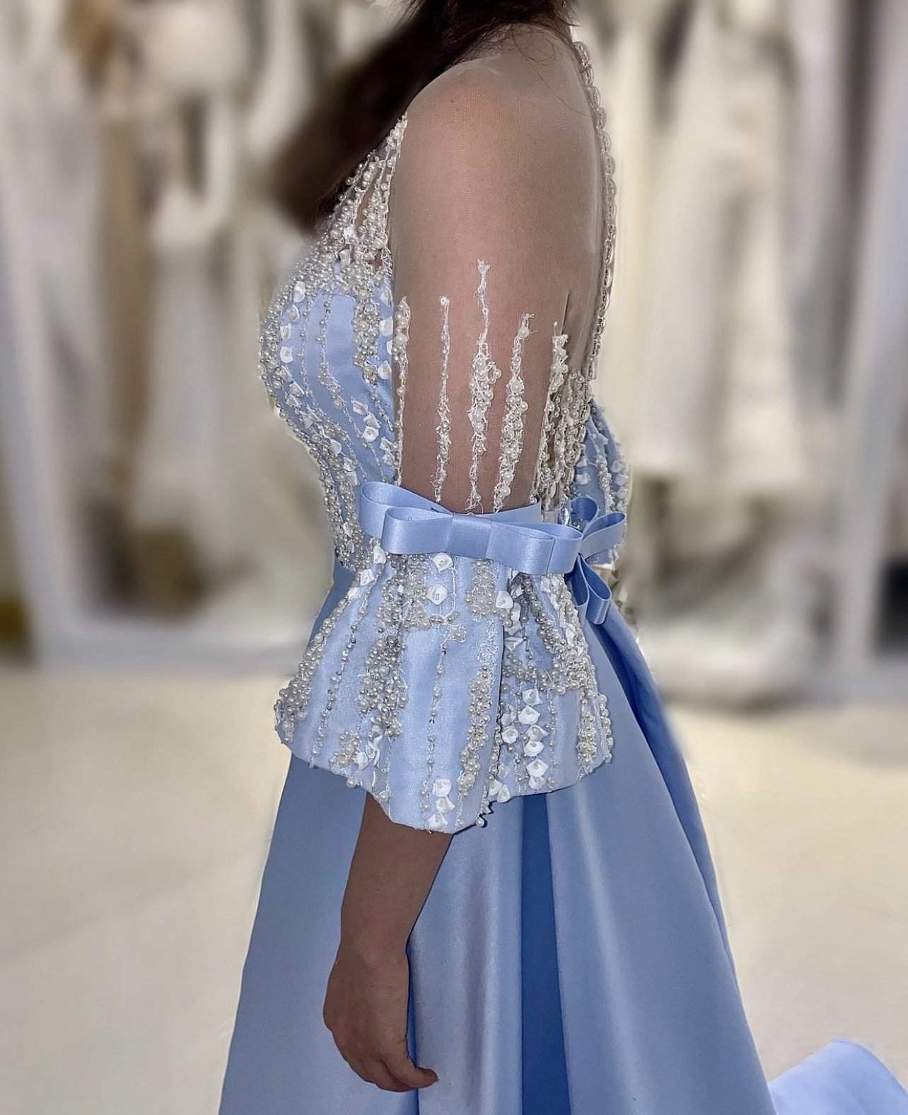 Light Blue Evening Dress Flowers D&D Clothing Light Blue Evening Dress Flowers D&D Clothing