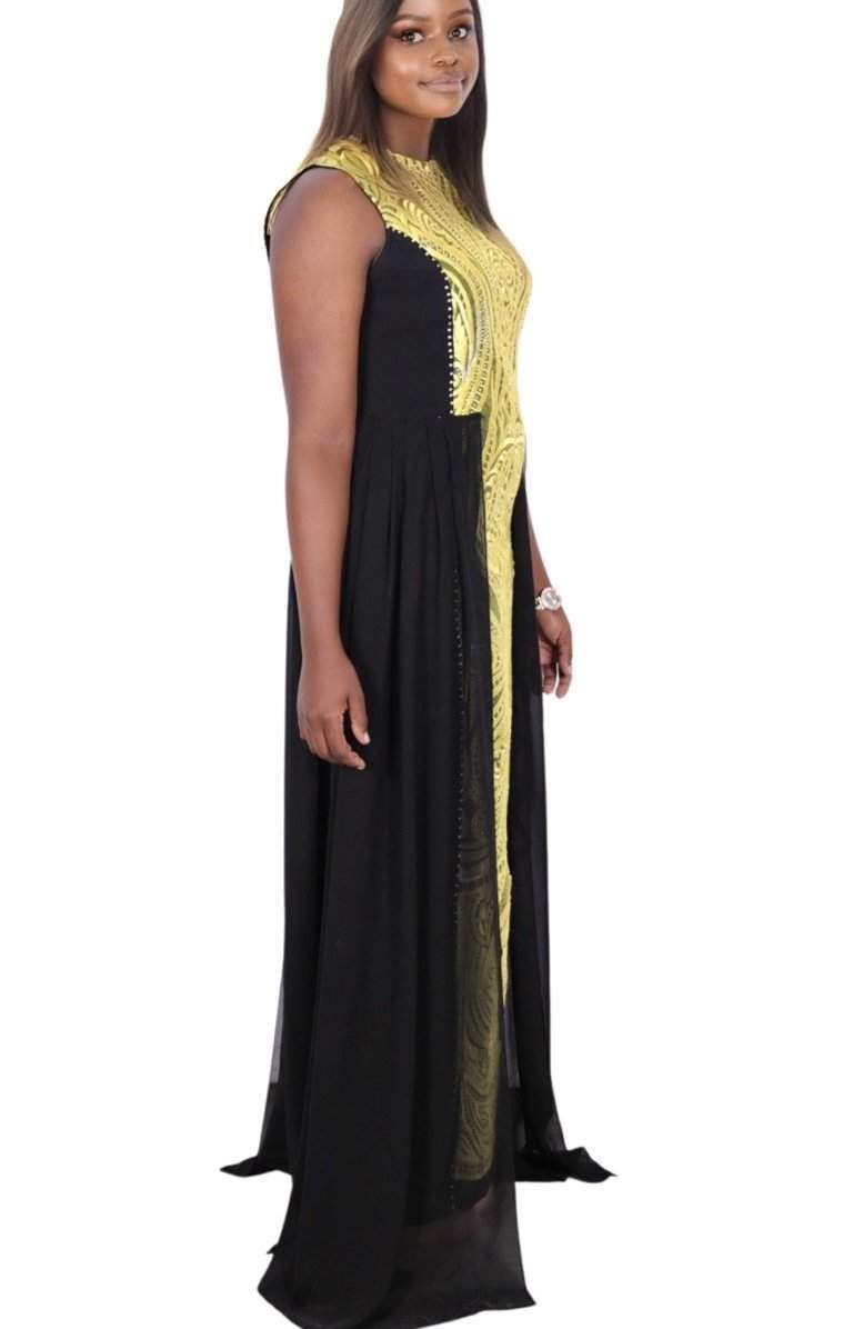 New Arrival Yellow With Black Appliques Prom Dresses South African Gir –  DSProm