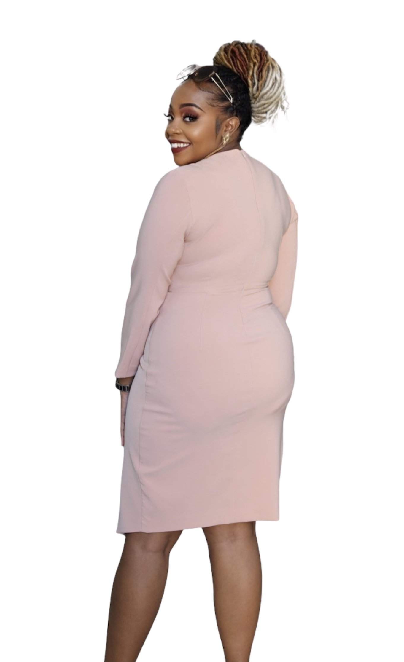 Ladies Office Dress Light Pink S / Pink / Stretchy Ladies Office Dress Light Pink S / Pink / Stretchy