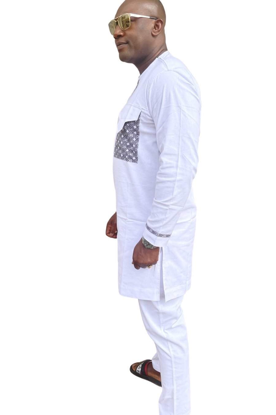African Traditional Nigerian White-danddclothing-African Wear for Men,Linen,Traditionals