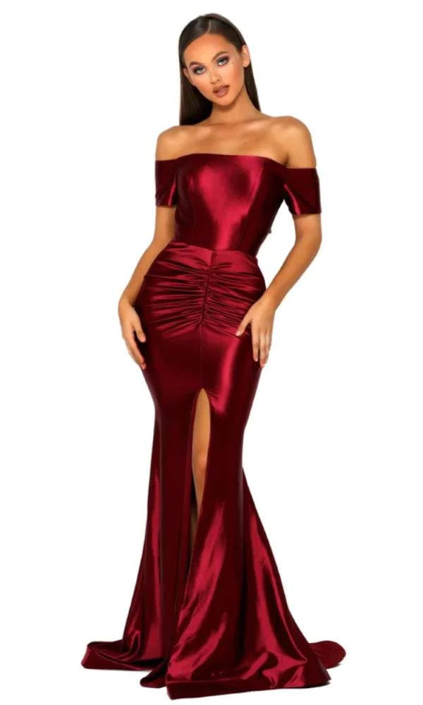 Fine Gala Red Evening Dress| Evening Dresses XS / Red / Satin