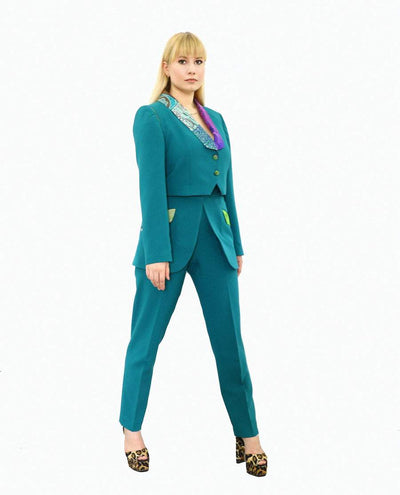 Green High Fashion Suit-AFRICAN WEAR FOR WOMEN,Blue,FEATURED,Ladies Suits