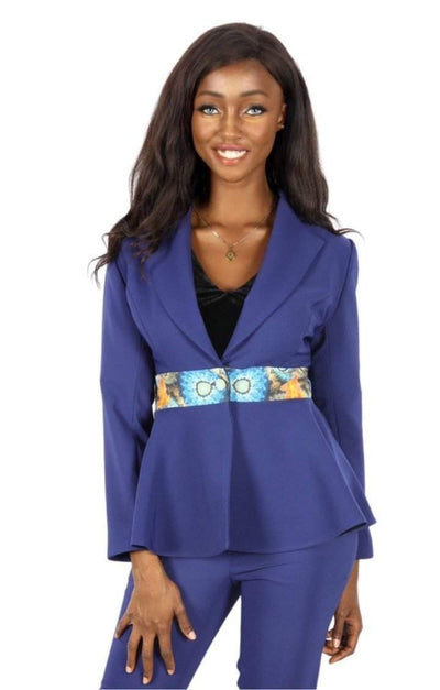 African stylish wolf print Blue Jacket-AFRICAN WEAR FOR WOMEN,Blue,Jackets,Women Jackets