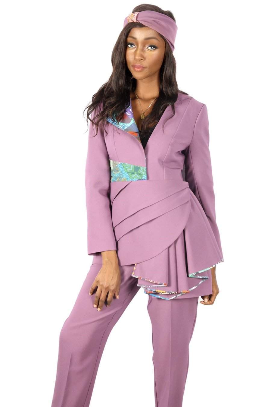 African Patched stylish suit-danddclothing-AFRICAN WEAR FOR WOMEN,Ladies Suits,Violet