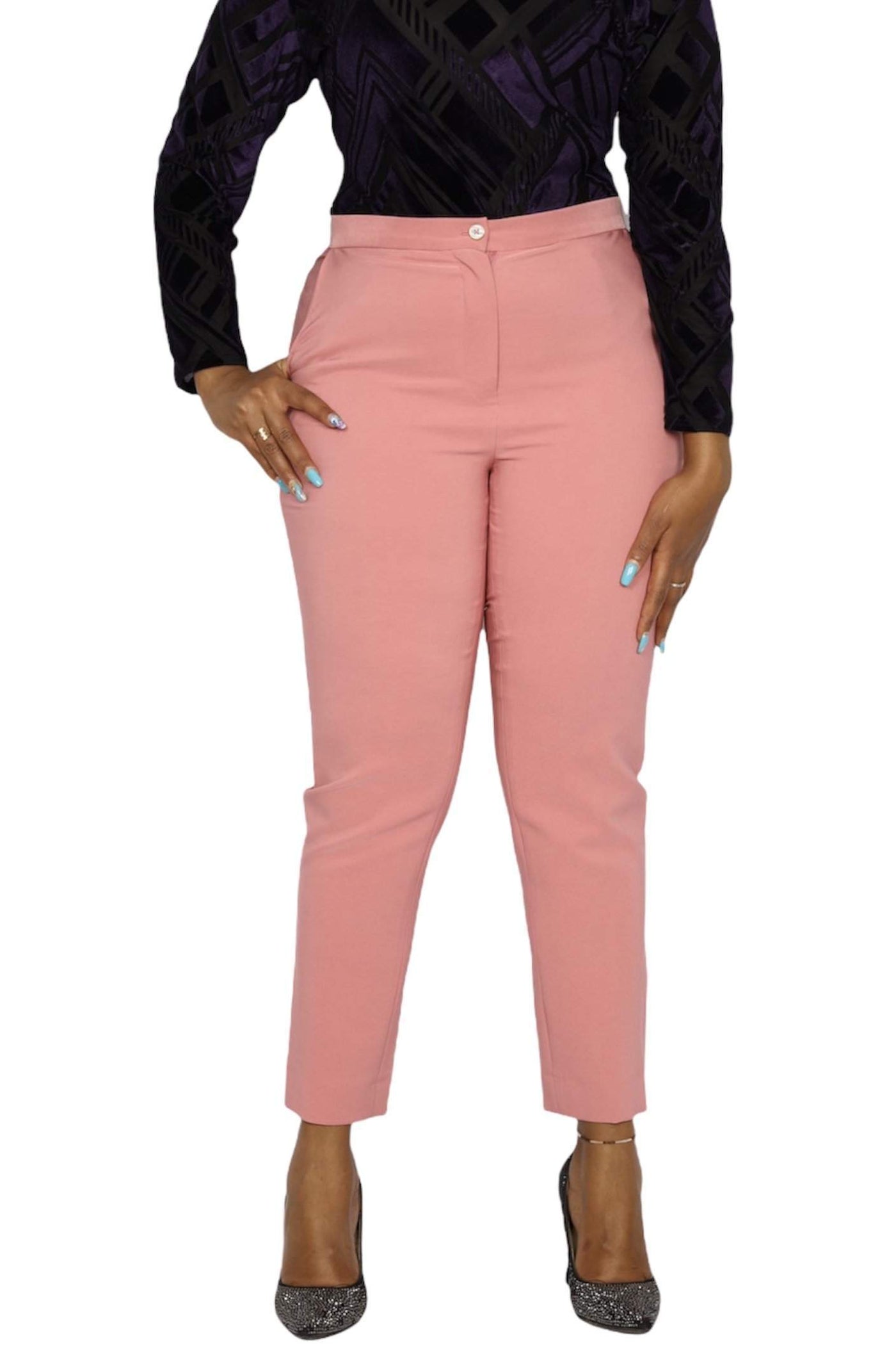Pink Classic Pants for Women-danddclothing-AFRICAN WEAR FOR WOMEN,Female trousers,Trousers