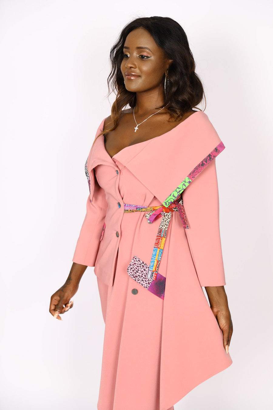 African Patched Stylish Pink Suit African Patched Stylish Pink Suit
