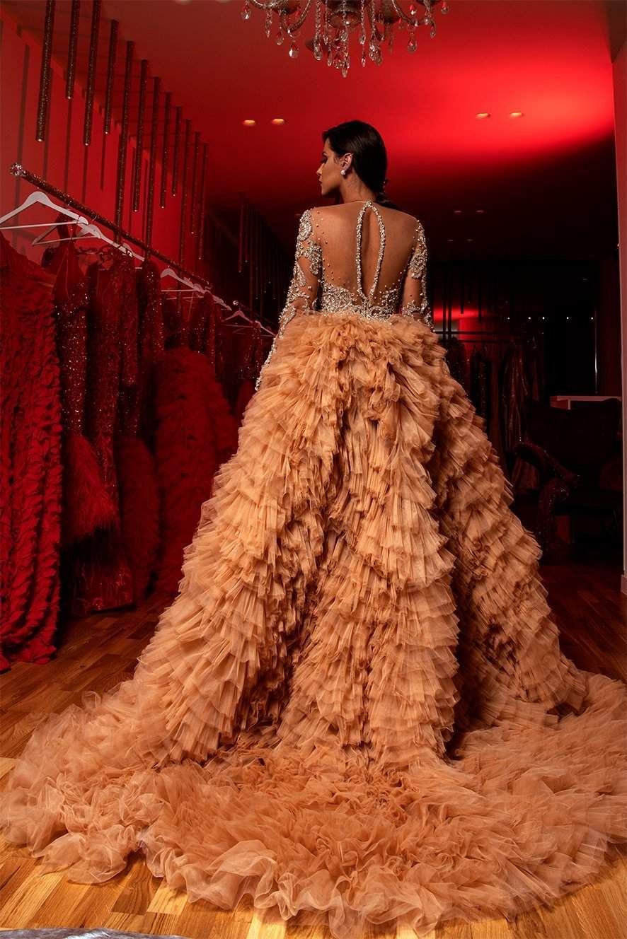 Evening Dress Beige M Evening Dress Beige M