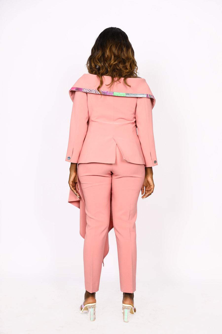 African Patched Stylish Pink Suit-danddclothing-AFRICAN WEAR FOR WOMEN,Ladies Suits,Pink