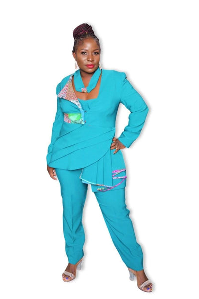 African Office Suit Fashion Touch Green-danddclothing-AFRICAN WEAR FOR WOMEN,Green,Ladies Suits