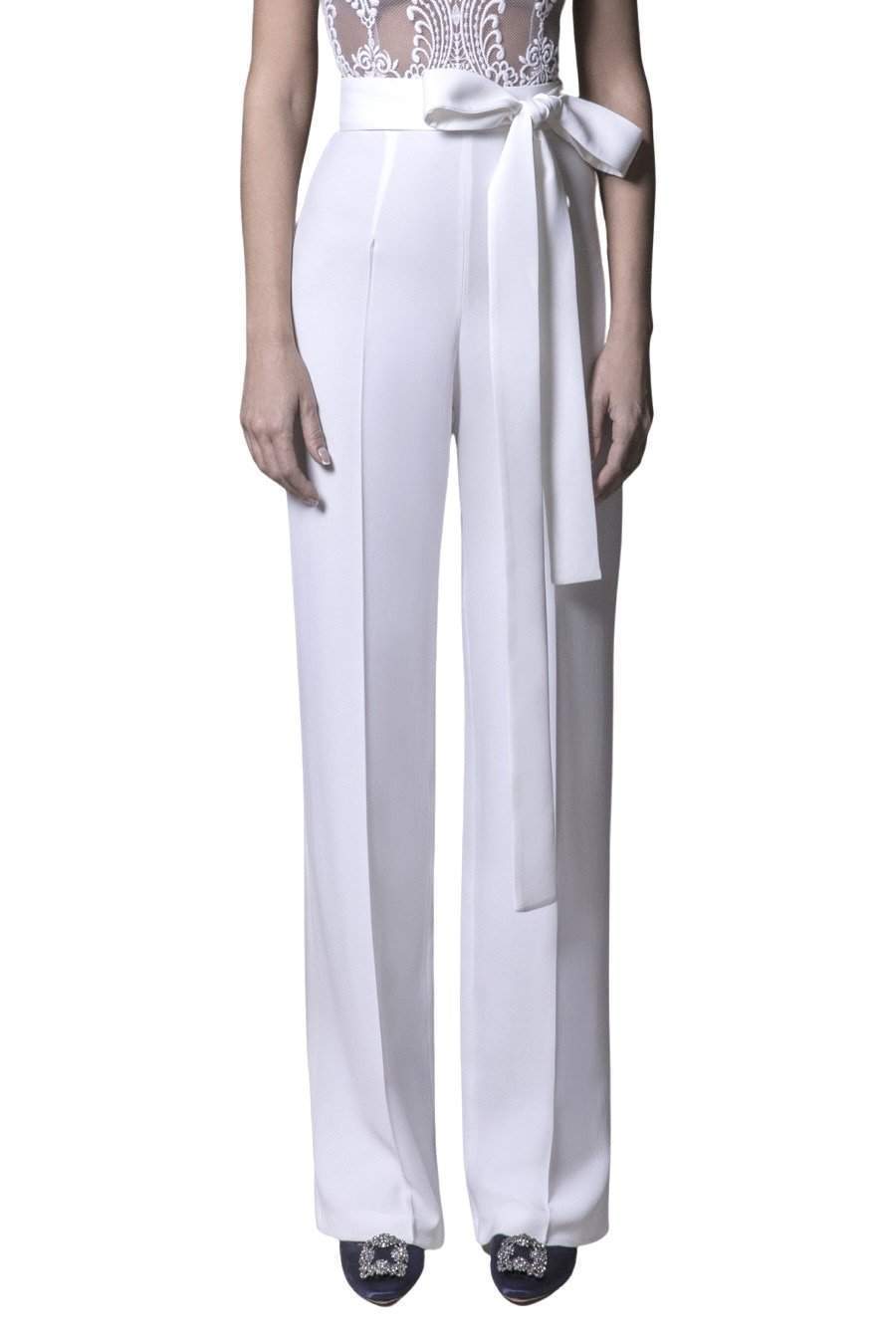 Crepe High Waist Trousers White-danddclothing-AFRICAN WEAR FOR WOMEN,Female trousers,Trousers,white