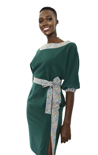 Business Office Dress Green-AFRICAN WEAR FOR WOMEN,Dresses,Green