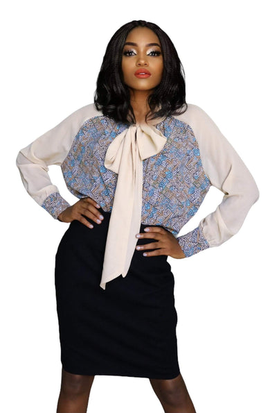 Beige Office Shirt-AFRICAN WEAR FOR WOMEN,FEATURED,Female Tops,Sale,Tops,White