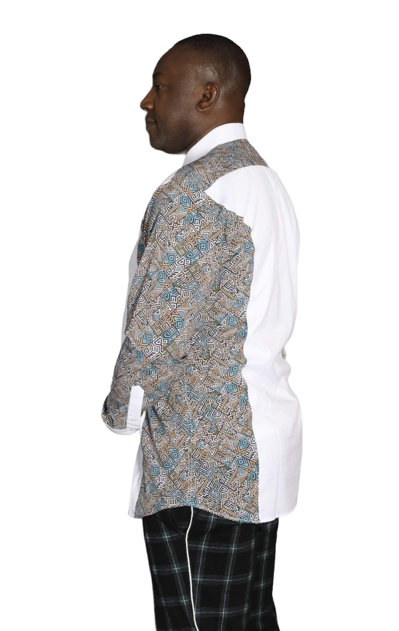 African White Shirt With African Touch-danddclothing-African Men Shirts,African Wear for Men,White