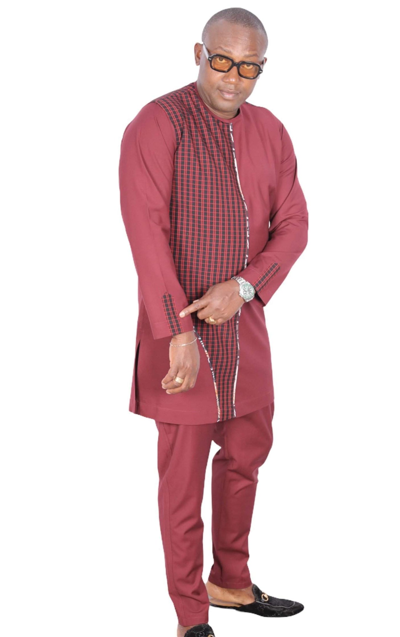 African Senator Traditional Set Red-danddclothing-African Wear for Men,Linen,Traditionals