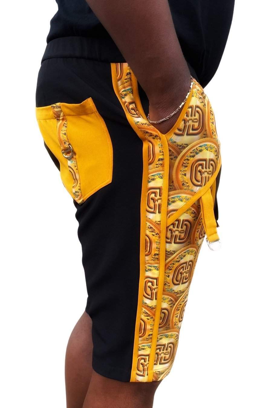 African Shorts Yellow-danddclothing-African Wear for Men,Black,Men Trousers,shorts