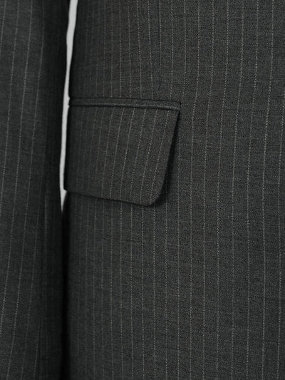 Stripe Charcoal Black Bespoke Men Suit Tailored