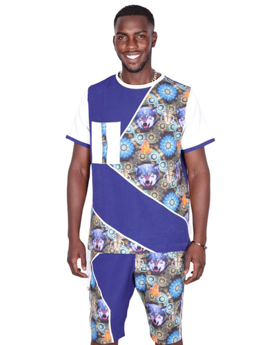 African Men Set Short Blue-danddclothing-African Wear for Men,FEATURED,Traditionals