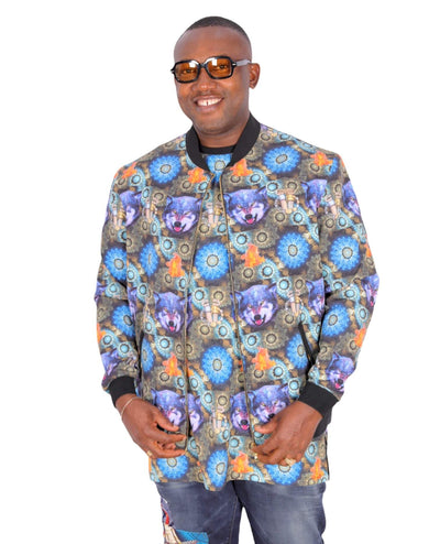 African Ankara Jacket For Men Wolves-danddclothing-African Wear for Men,FEATURED,Men Jackets,Multicolor