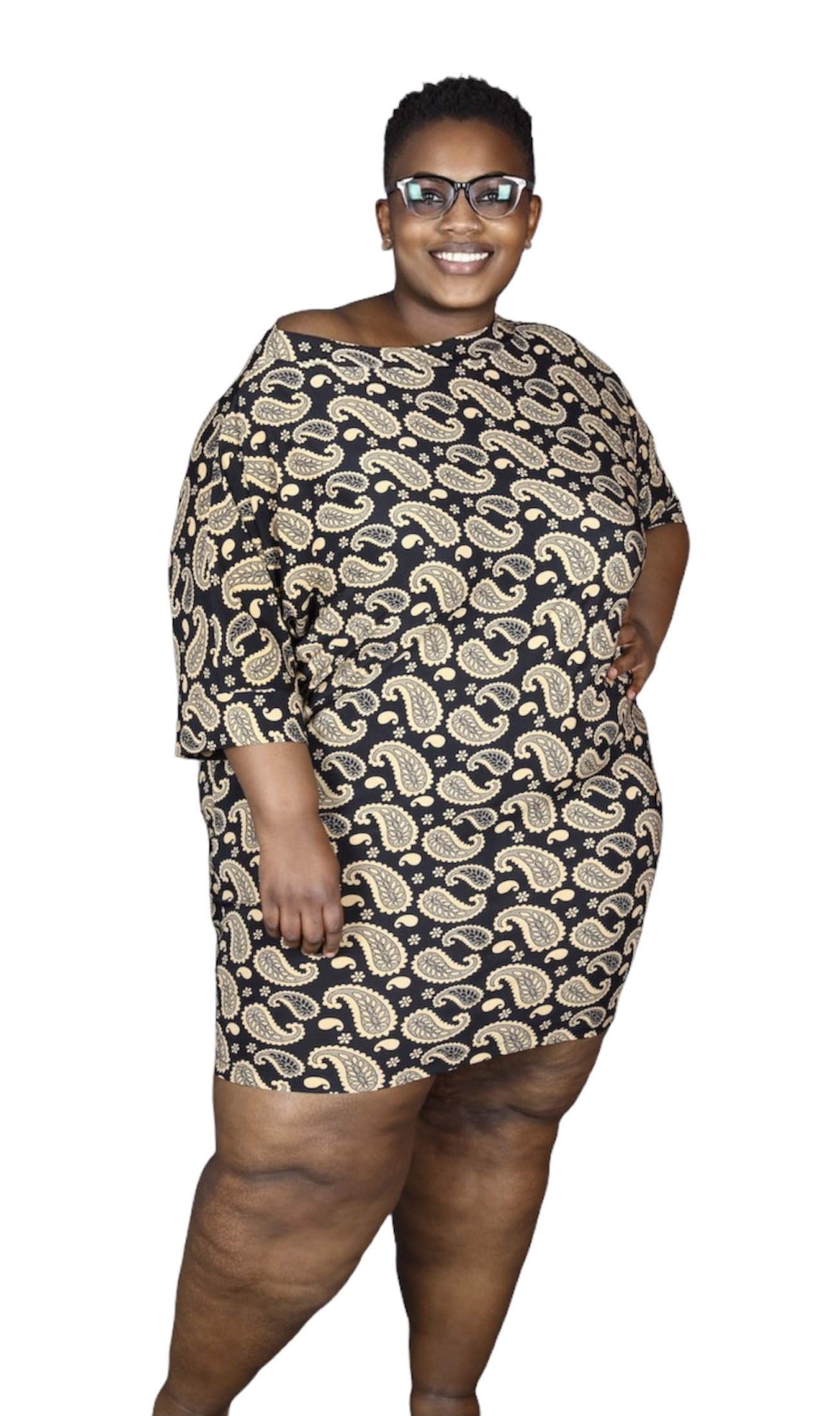 Plus Size Brown Stretchy Dress-danddclothing-Sale