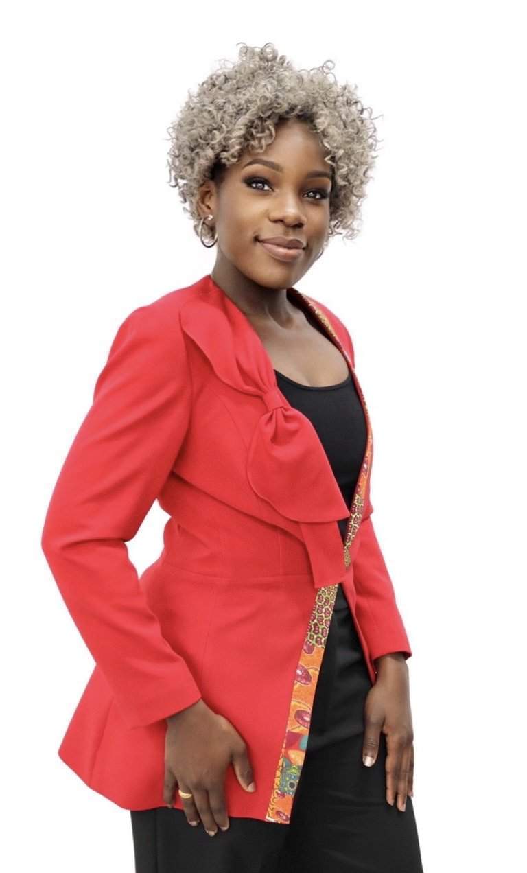 Red Business Ladies Jacket With Bow-danddclothing-AFRICAN WEAR FOR WOMEN,Jackets,Women Jackets