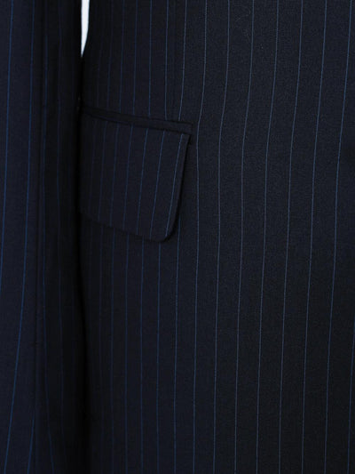 Three Pieces Stripe Blue Bespoke Men Suit Tailored