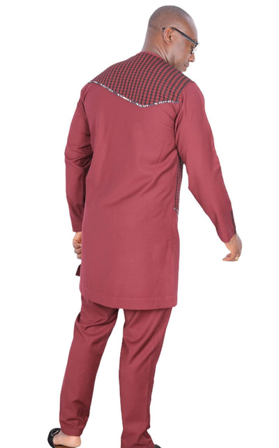 African Senator Traditional Set Red-danddclothing-African Wear for Men,Linen,Traditionals