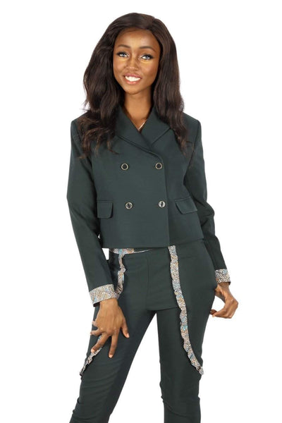 African Green Business Jacket-danddclothing-AFRICAN WEAR FOR WOMEN,Blue,Jackets,Women Jackets