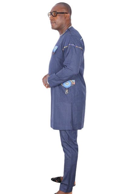 African Senator Wear for Men Blue-danddclothing-African Wear for Men,Linen,Traditionals