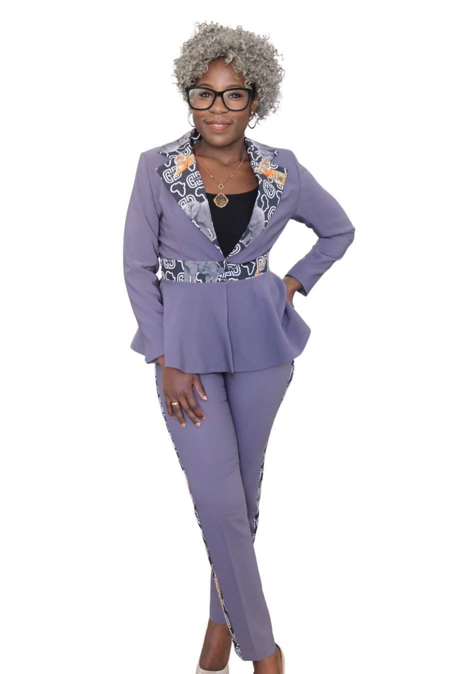 Grey Suit Elegant Collection-danddclothing-AFRICAN WEAR FOR WOMEN,Grey,Ladies Suits