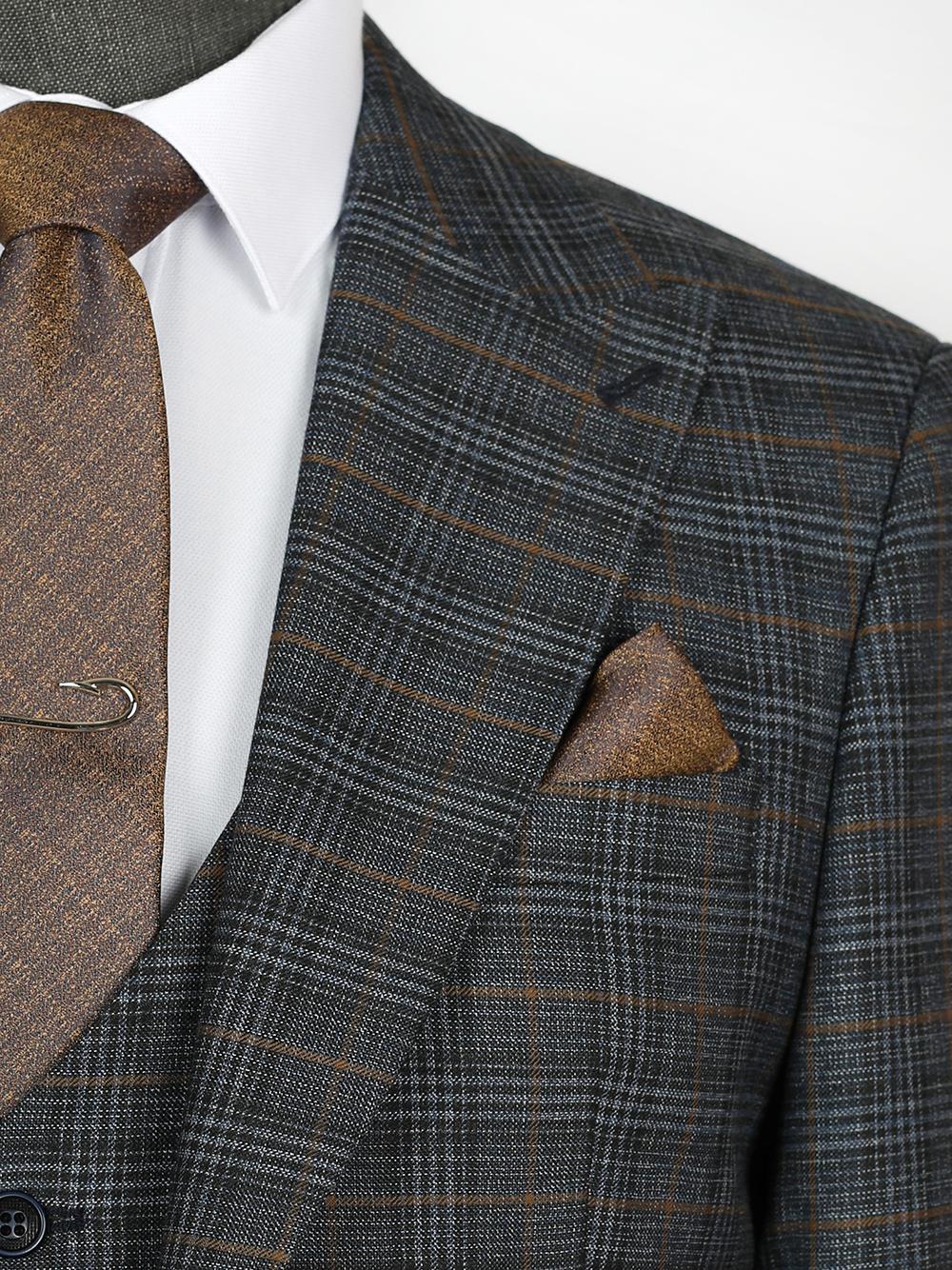 Stylish Three Pieces Of brown Stripes Bespoke Men Suit Tailored
