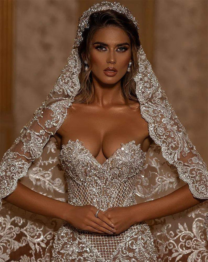 Mermaid Swarovski Dress with Veil
