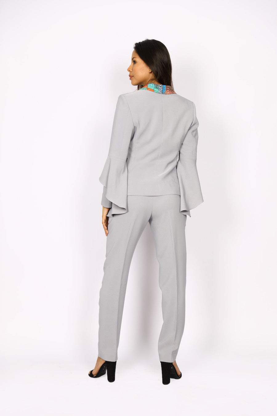 African Office Wear Suit Grey-danddclothing-AFRICAN WEAR FOR WOMEN,Grey,Ladies Suits