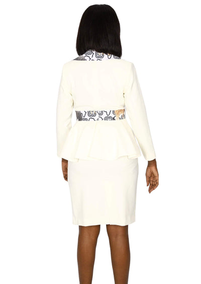 African White Skirt Suit Elegant-danddclothing-AFRICAN WEAR FOR WOMEN,Ladies Suits,White