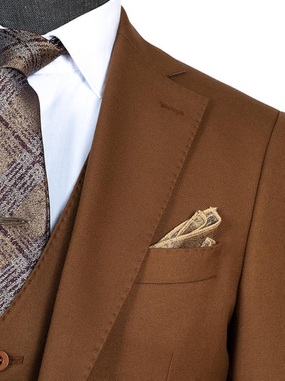 Three Pieces Of brown Oak Bespoke Men Suit Tailored