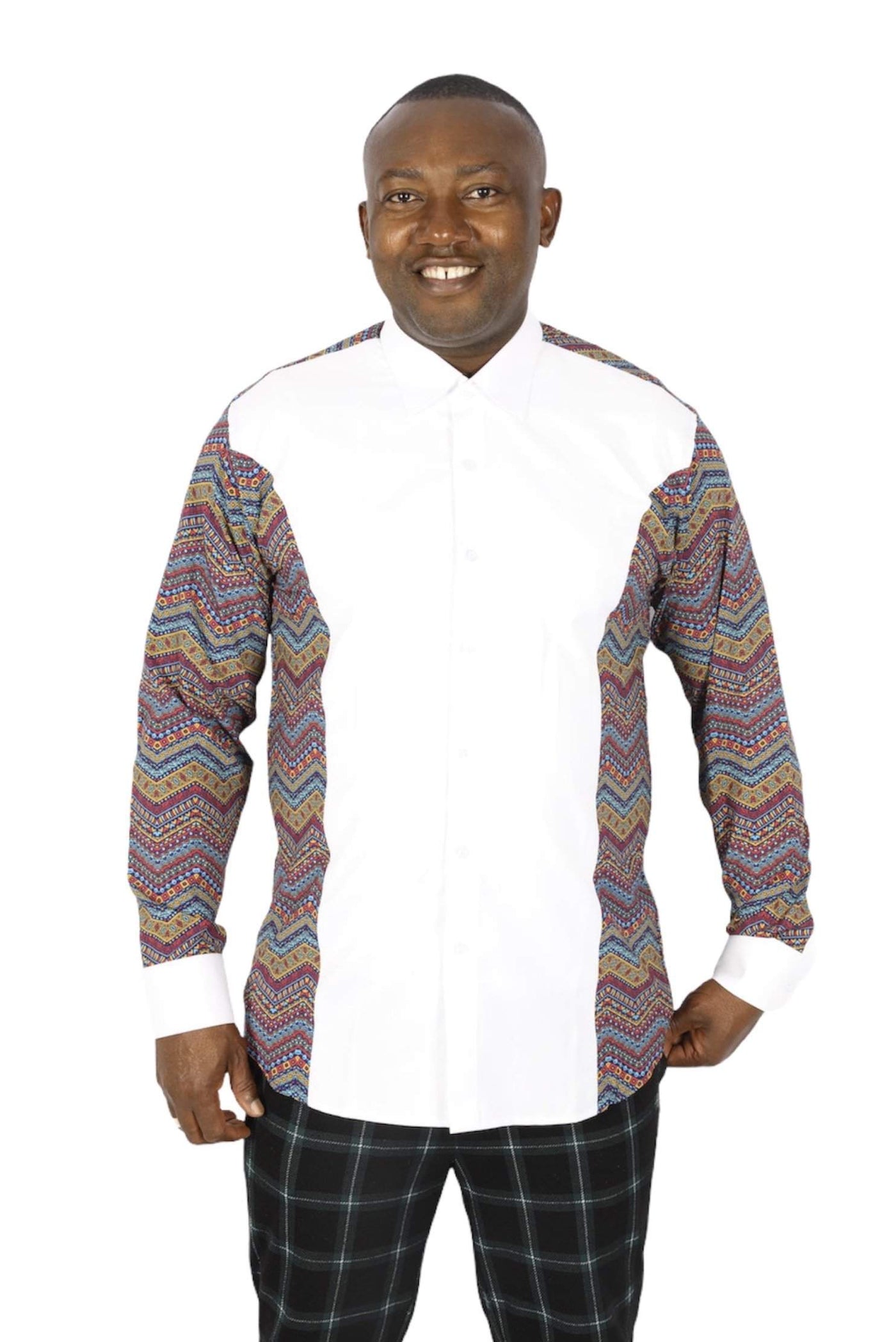 African Labrinth Print Shirt-danddclothing-African Men Shirts,African Wear for Men,White