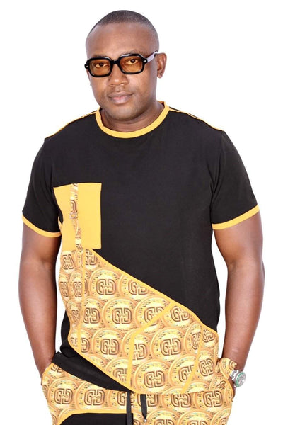 African Ankara T-shirt for Men Yellow-danddclothing-African Wear for Men,FEATURED,Men T-shirts,Pink