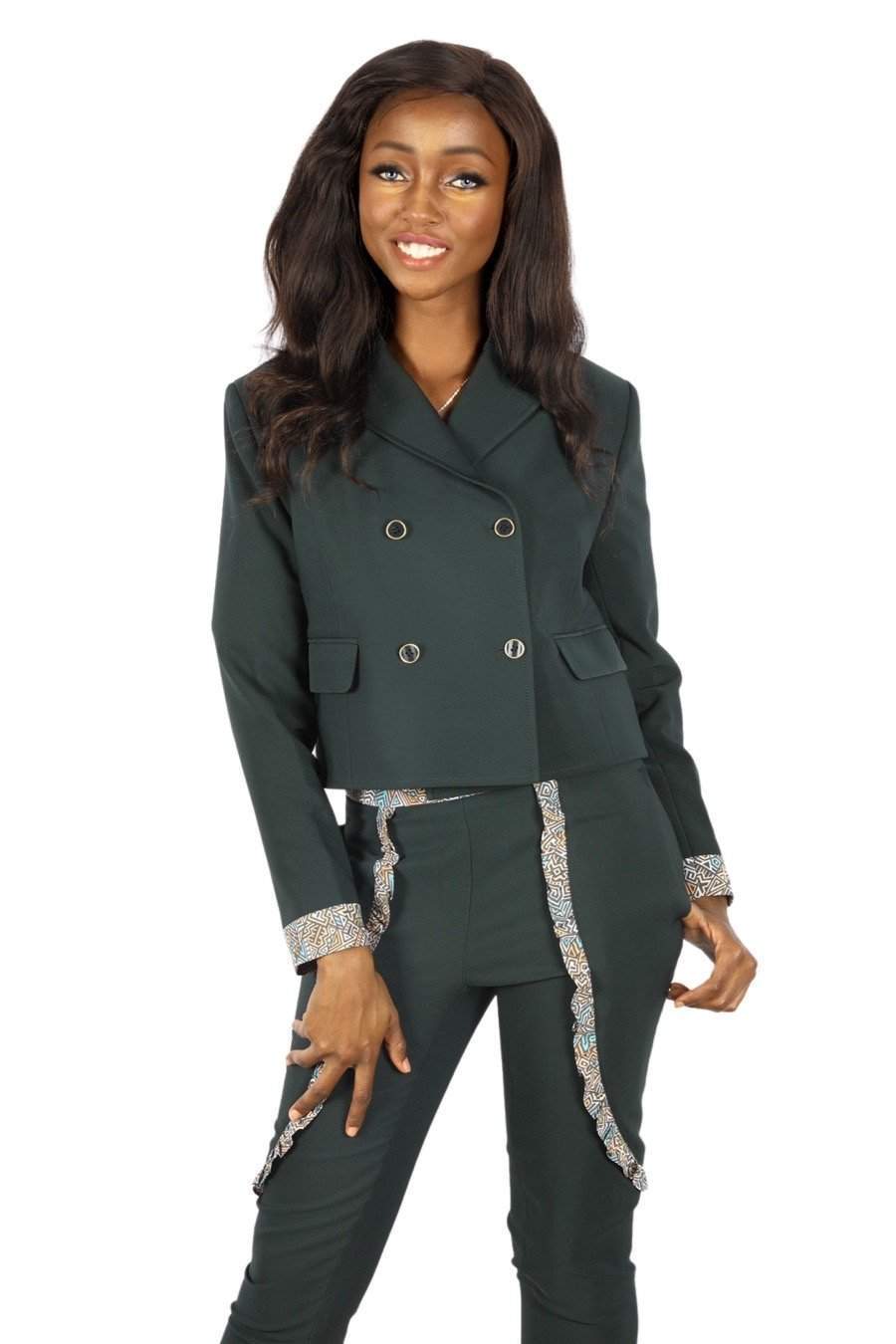 African Office Wear Suit Green-danddclothing-AFRICAN WEAR FOR WOMEN,Green,Ladies Suits