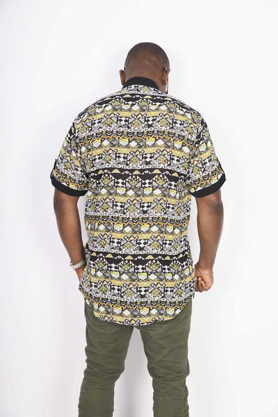 African Men Shirt Tribes Full Print-danddclothing-African Men Shirts,African Wear for Men,Black
