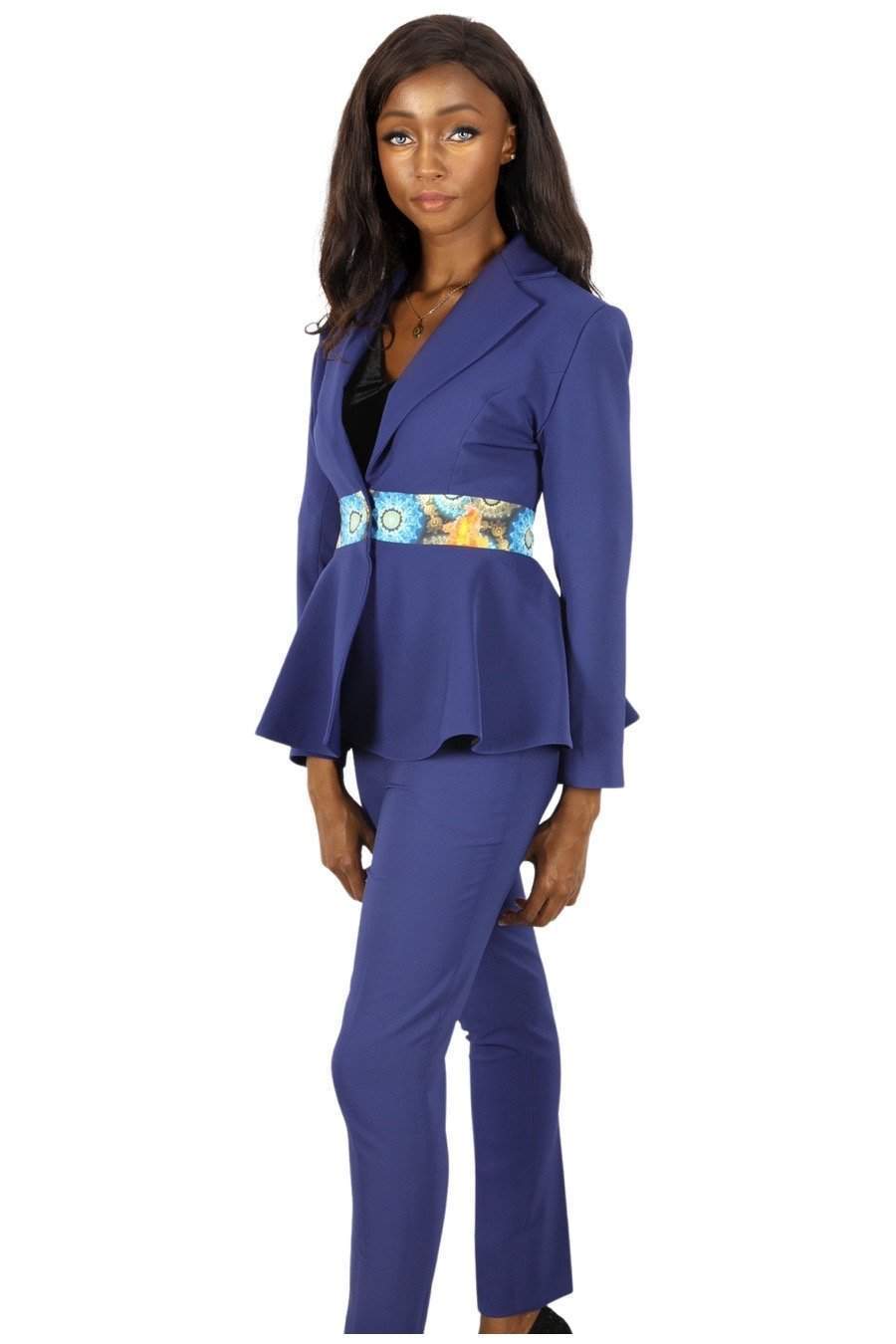 African stylish wolf print Blue Jacket-AFRICAN WEAR FOR WOMEN,Blue,Jackets,Women Jackets