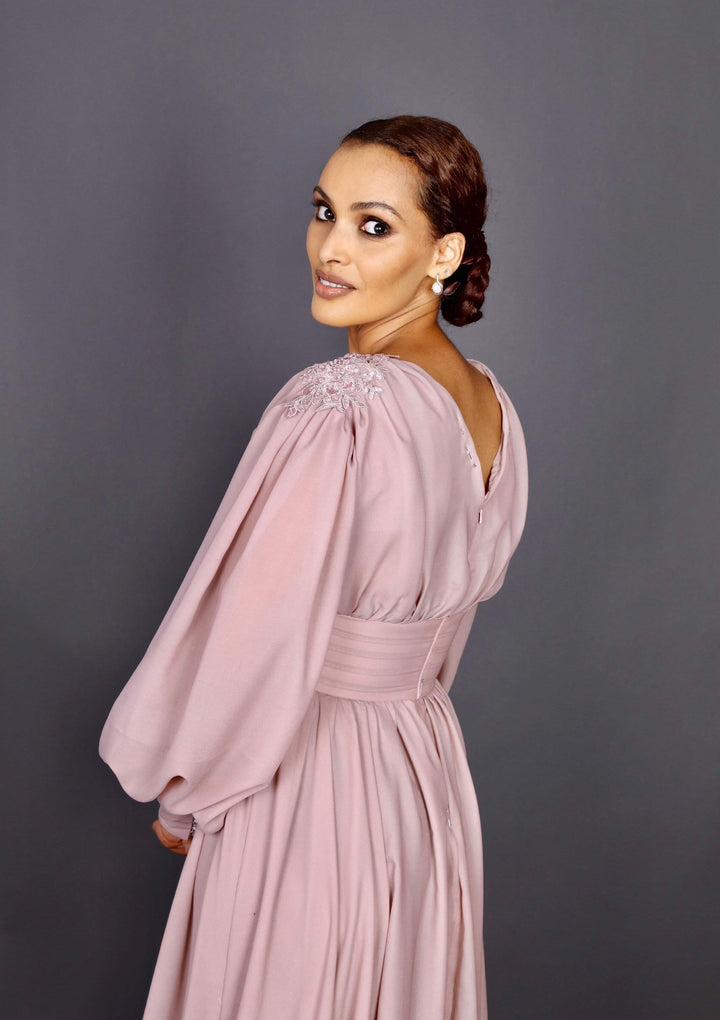 Pink Chiffon Evening Dress – D&D Clothing