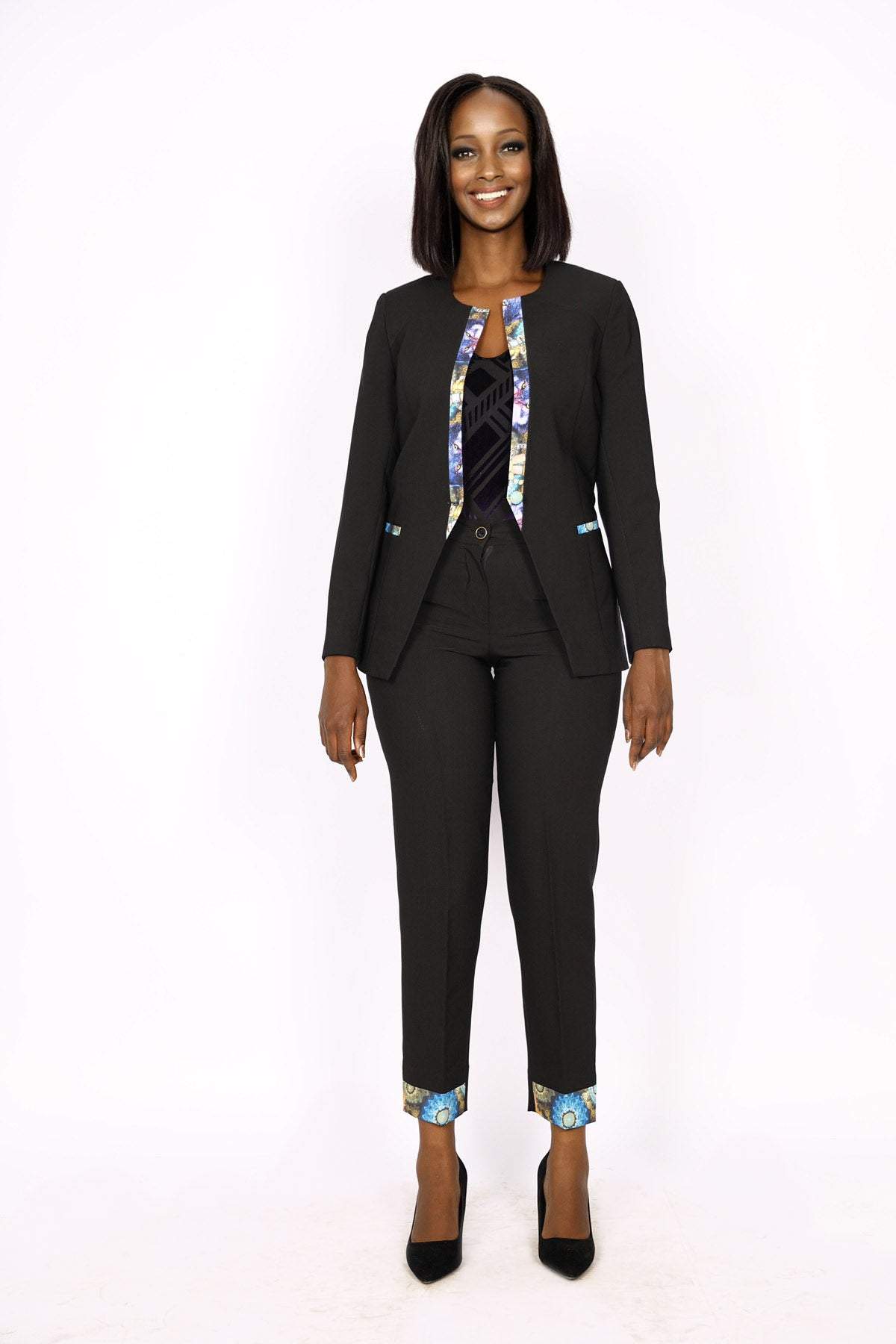 African Office Wear Classic Suit Black-danddclothing-AFRICAN WEAR FOR WOMEN,Black,Ladies Suits