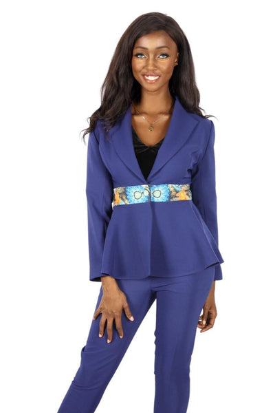 African Blue Suit Elegant-danddclothing-AFRICAN WEAR FOR WOMEN,Blue,Ladies Suits